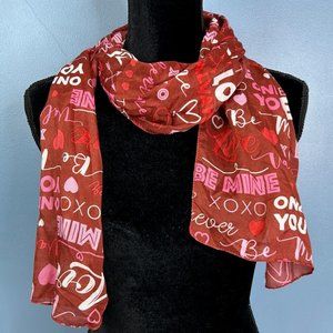 NEW Valentine's Day BE MINE, ONLY YOU, XOXO Red Womens Silky Sheer 11"x60" Scarf